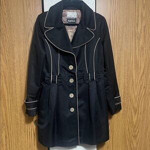 Kensie Black Trench Coat with Cream Piping
#17